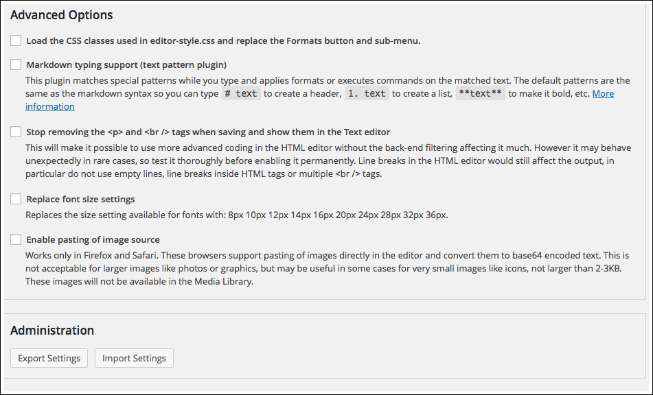 TinyMCE Advanced 設定4